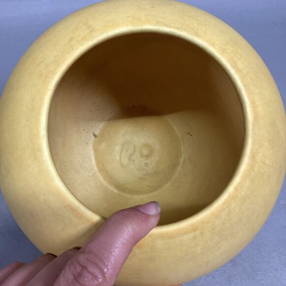 Vintage Yellow Ceramic Spherical Vase - 6”H - Picture 4 of 5